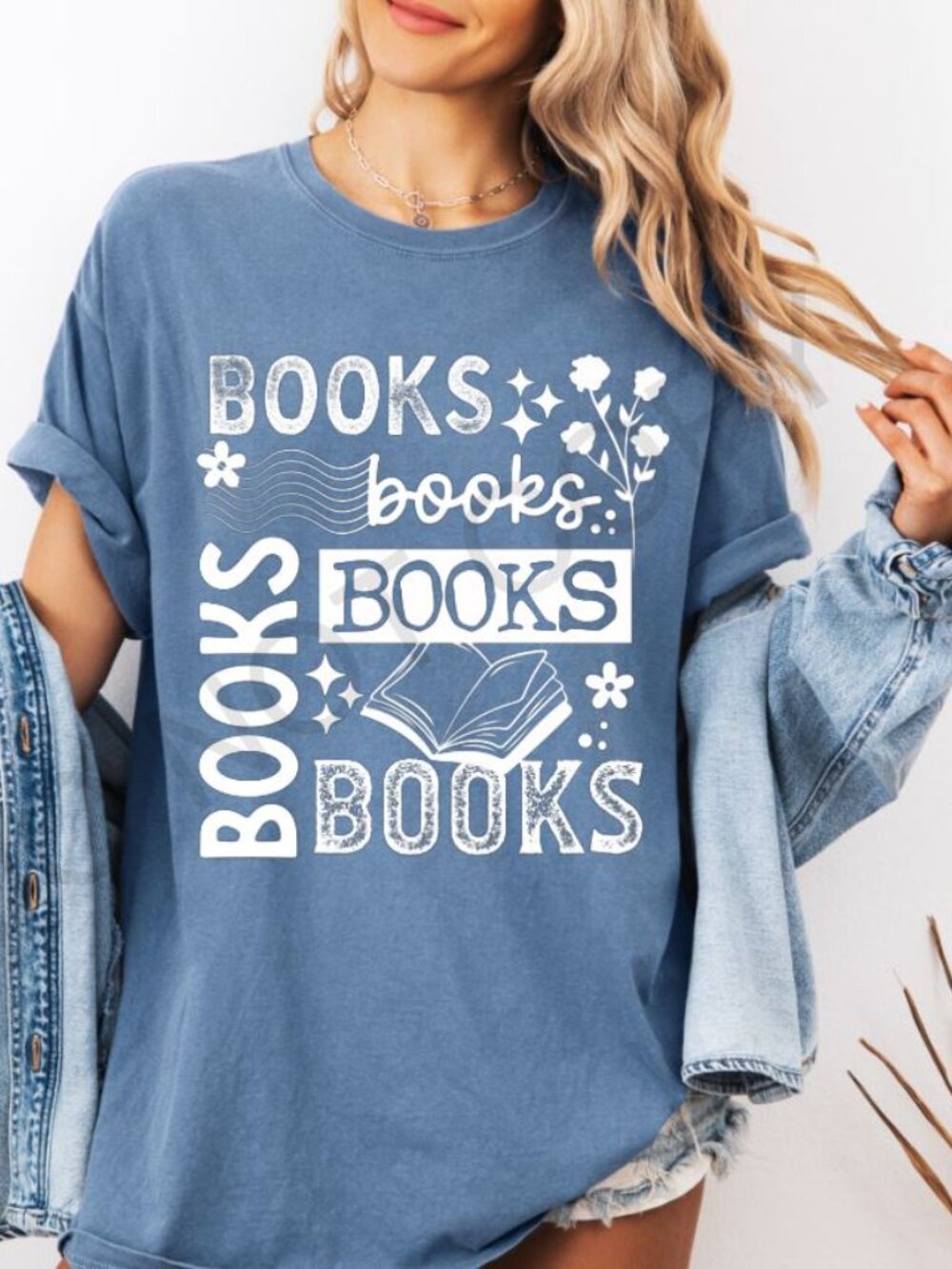 Books Books Books Graphic Tee Women’s Casual Book Lover Shirt Reading Bookish